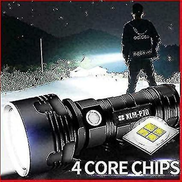 30000-100000 Lumens High Power Led Waterproof Torch Light Super Bright, 3 Modes Most Powerful 50w Xlm-p70 Led Usb Rechargeable Torch  (FMY)