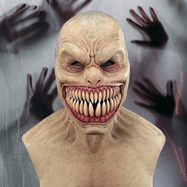 Pelottava Realistinen Emulsio Halloween-Pääpanta Terävillä Hampailla Halki Auennut Suu Kauhu Kasvomaski Kotiin (FMY) 3