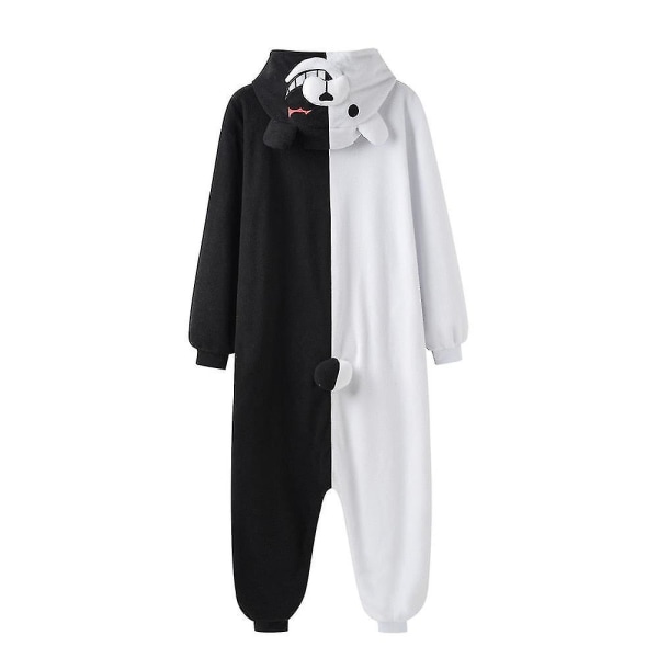 Monokuma Kigurumi Pyjamas Onesie til voksne - Bjørnedragt Sort Hvid Dyrepyjamas til kvinder Halloween Festdragt Overall (FMY) L(height 165-173cm)