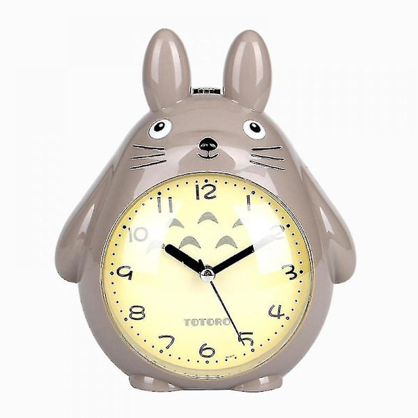 Barnklocka, tecknad väckarklocka Totoro väckarklocka nattlampa, studentbarns heminredning skrivbordsklocka (grå) [HssS]  (FMY)
