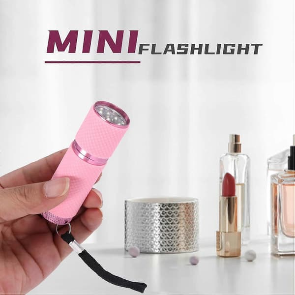 9-LED Taskulamppu Ulkokäyttöön, Mini, Pinkki, Kumipinnoitettu (FMY)