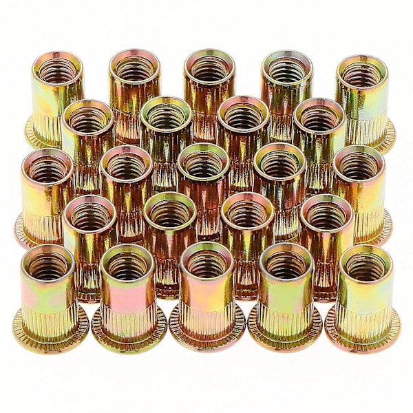 50 kpl M12 Päältä Tasainen Kierteinen Niitti Mutteri, Sinkitty Hiiliteräs Kierteinen Niitti Mutteri, M12 Niitti Kierteinen Insertit (18mm X 22mm)  (FMY)