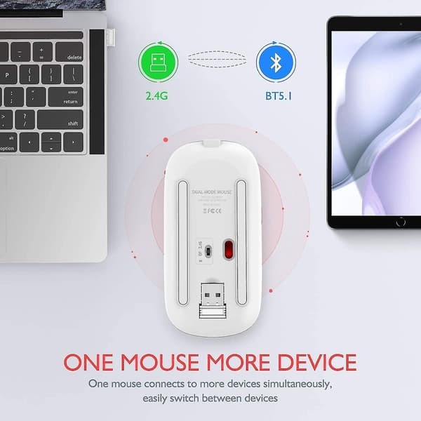 Bluetooth-mus for iPad, trådløs mus for Macbook Air/Mac/PC/bærbar (sølv)