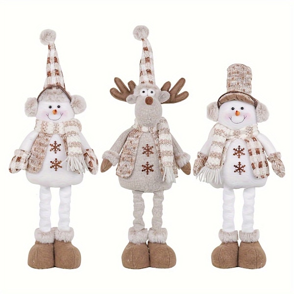 Köp 2 Få 1 Gratis, totalt 3 st Juldekorationer Dockor - Infällbara Fjäderben, Plysch Jultomtar för Bord, Spis och Hem (FMY) 3pcs