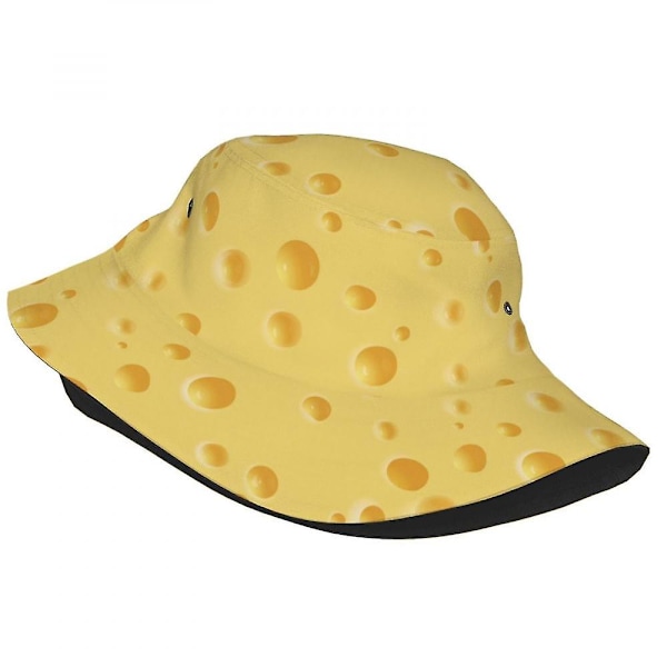 Gul Ost-Mønster Bucket Hat For Kvinner Menn Solhat Strand Fiskehatt Unisex Reise Utendørs Caps RBC  (FMY)