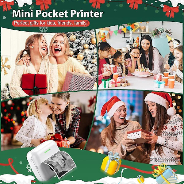 Mini Sticker Printer Maker Termisk Printer, Bluetooth Trådløs Bærbar Telefonprinter, Lille Instant (FMY) White