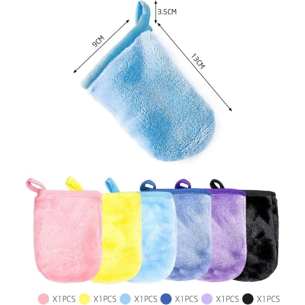 6 stycken flanellsminkborttagningshandskar, rengöringsfingerskydd, återanvändbara handdukar, ögla duschhandskar, mjuka tvätthandskar (9 * 13 cm) (FMY)