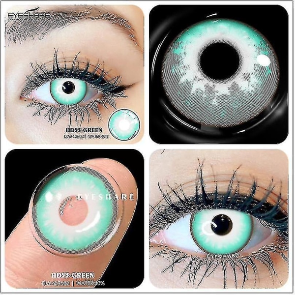 1 par färgade kontaktlinser Cosplay färgade linser Halloween linser kontaktlinser Beauty Makeup (FMY) HD53-GREEN
