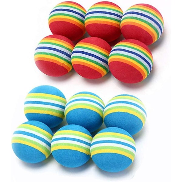 12 stykker 2 farger Cat Rainbow Toy Balls Myk Eva Foam Cat Interactive Toy, Valp Kattunge Lekeballer Aktivitet Jakt Rolig spill Svampball (FMY)