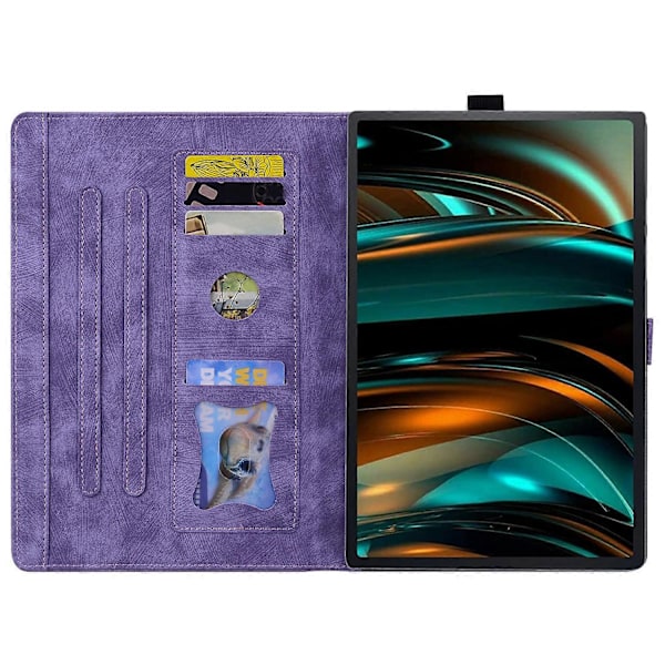 Til Lenovo Tab M11 Plus/ Tab K11 Plus Etui Læder Stand Tablet Cover Blomst Kat Kort Slots (FMY) Purple