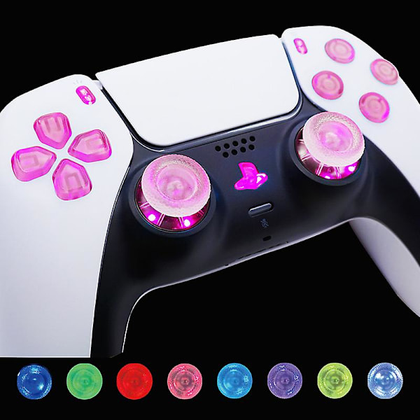 Flerfarvet Belyst Thumbstick til PS5 Controller Share Home Face Button, Sort Klassisk Symbol Button DTF LED Kit til PS5 Controller - Co  (FMY)
