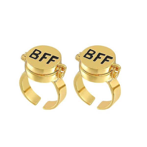 2 stk Spongebob BFF-ringer for 2 bestevenner Søte anime-ringer for tenåringsjenter Matchende ringer Justerbar estetisk smykke (FMY)