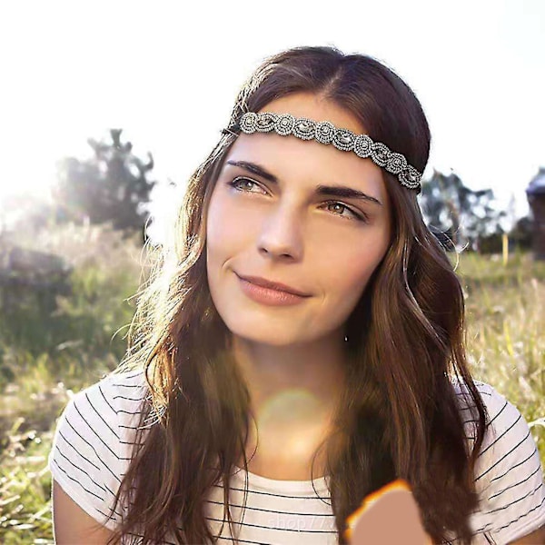 70'er Hippie Kostume til Kvinder Fredstegn Ørering Halskæde Hårbånd Frynser Vest Kvaster - JXLGV (FMY) A3