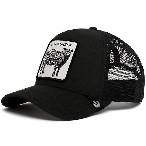 Unisex Mesh Baseball Cap - Muodikkaat Kesäiset Auringonsuojahuput Snapback Trucker Hatit (FMY) Black Goat