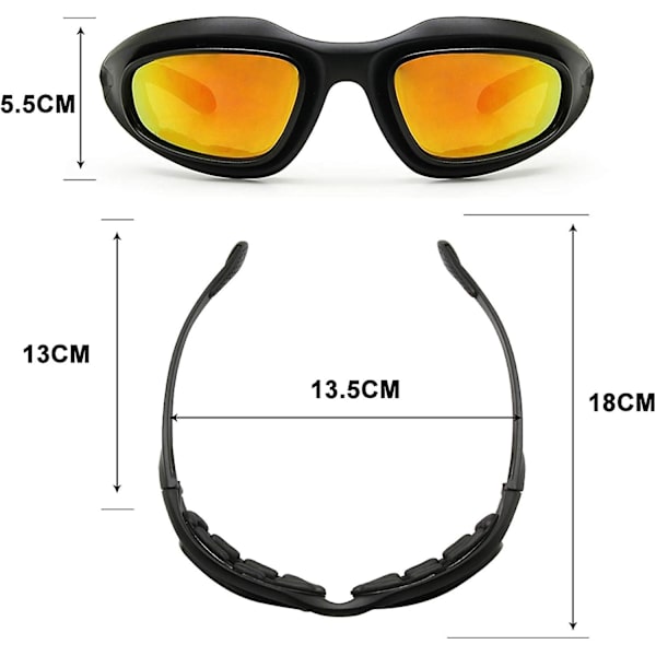 Enzodate Military Dirt Bike Atv -lasit Polarisoitu 4 Linssin Sarja Ulkoilulajit Moottoripyörälasit Sotapeli Armeijan Aurinkolasit  (FMY) Transition polarized