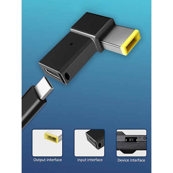 USB-C til Lenovo firkantet port-adapter - PD-ladekabel for IdeaPad ThinkPad Yoga Legion (FMY)