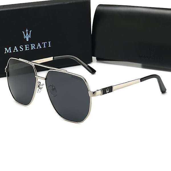 Uudet aurinkolasit Maserati Suuret kehykset Aurinkolasit Maserati Polaroidit Ajolaseja Miehille  (FMY) silver black