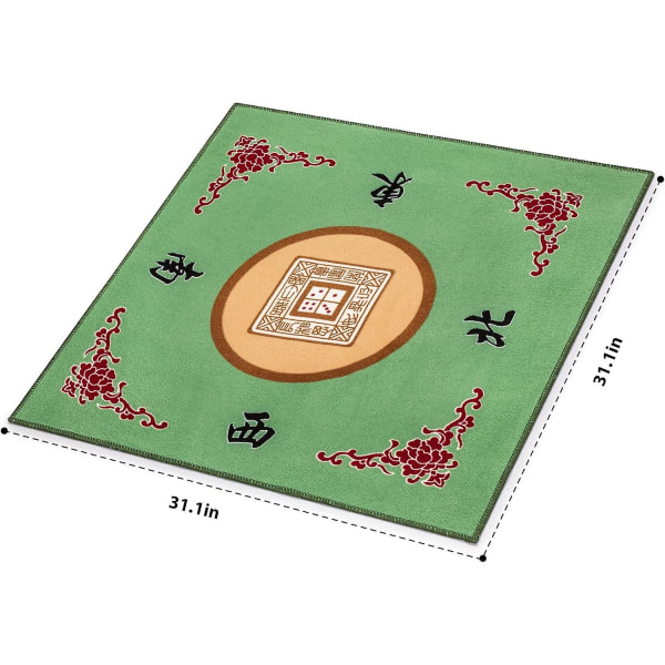Borddeksel for Mahjong, Poker, Kortspill, Brettspill, Brikkespill og Domino - Opprullbar Spillmatte med Bæreveske (FMY) Green