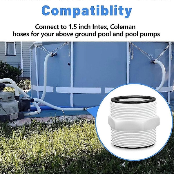 Bassengslangeadapter 1,5 tommer for Intex Coleman bassengpumpe slange med ringpakninger Svømmebassengslange Ada (FMY) White