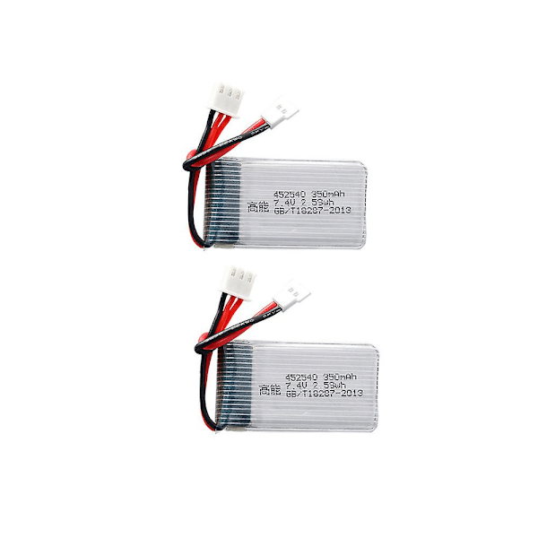 2 stk. 7,4v 350mah 452540 Lipo-batteri Kompatibel Jxd 515 515w 515v Rc Mini Fpv Drone Quadcopter Reservedele 7,4v Lithium Polymer Batteri  (FMY) Black
