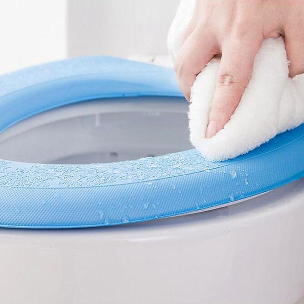 WC-istuimen pehmuste vedenpitävä pehmeä WC-istuimen päällinen kestävä lämmin pehmeä tyyny kylpyhuoneen WC:hen (FMY) Blue