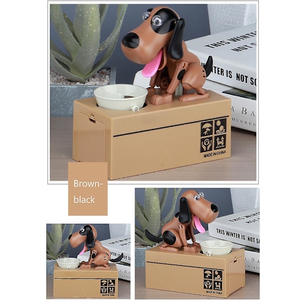 Spargris Bank Piggy Mekanisk Choken Mynt Sparande Hungrig Ätande Hund Robotisk, 100% Ny (FMY) blackwhite