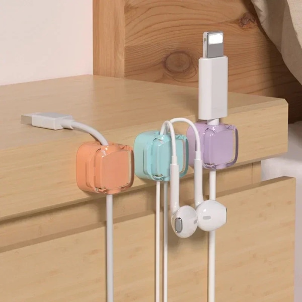 6 stk Magnetiske Kabelorganisering Klips Multifarget Datakabel Kabelarrangør Skrivebord & Veggmonterte Kroker For Telefon Data & Lader (FMY) Orange 6PCS