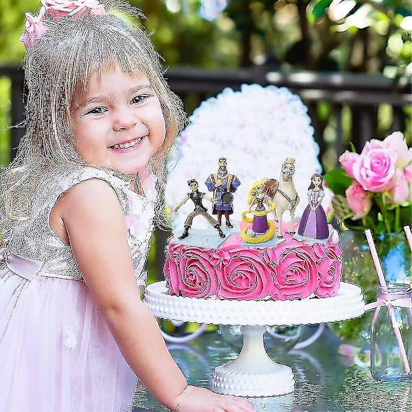 5 kpl Rapunzel-hahmoja, Rapunzel-hahmo, Prinsessan Minihahmoja Kupkakoristeet Toimintahahmoja Kupkakoristeet (FMY)