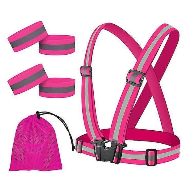 2 Set Reflexvästset för Nattlöpning Utomhus Reflexväst Säkerhetsväst Nattlöpningsutrustning (FMY) Pink