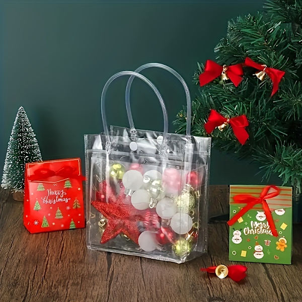 25 st stora vertikala transparenta PVC-bärkassar - Flerfunktions-festpåsar för jul, halloween, födelsedag och mer - Återanvändbara (FMY) 25pcs