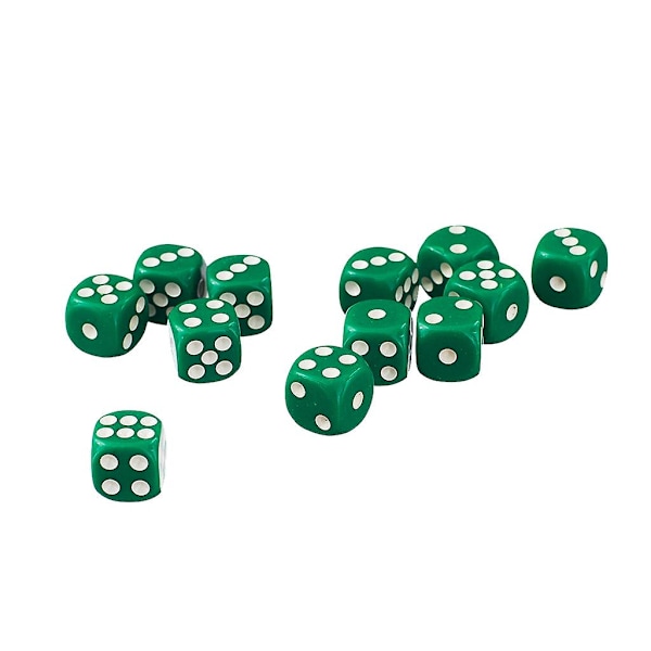 50 kpl 12 mm läpinäkymättömiä D6 kuusisivuisia pisteitä sisältäviä noppasettiä noppapeleihin D&d Rpg Vihreä (FMY)