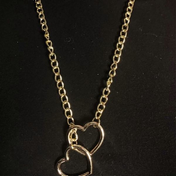 Hjärtformad O-ring Slip Chain Halsband för Kvinnor Rostfritt Stål Kubansk Kedja Hjärtformad Halsband Punk Rock Krage Halsband Handgjort Justerbar Lariat Y (FMY) Gold