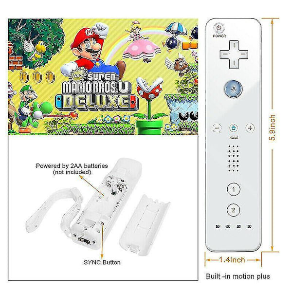 Ny Fjärrkontroll Kompatibel med Wii Wii U + Silikonfodral + Rem [Fri Frakt] (FMY) White