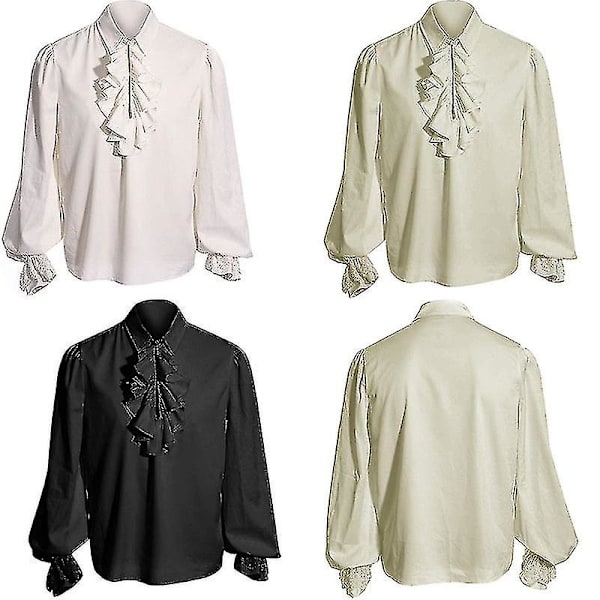 Miesten merirosvopaita vampyyri renessanssi viktoriaaninen asu vaatteet  (FMY) black XL