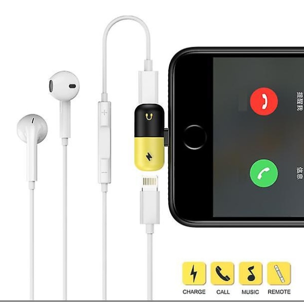 2:a kompatibel med iPhone 7/8/X Adapter 2-i-1/Lyssna på musik och ladda samtidigt (FMY) 2 white green