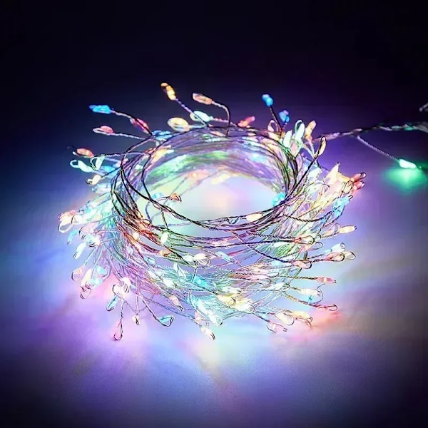 Batteridrivna Koppartrådsgirlander med Fe-Ljus 100/200 LED-lampor Fe-Kluster Eldkorkar Strängljus för Trädgård Juldekoration (FMY) color 1.5M 50LED