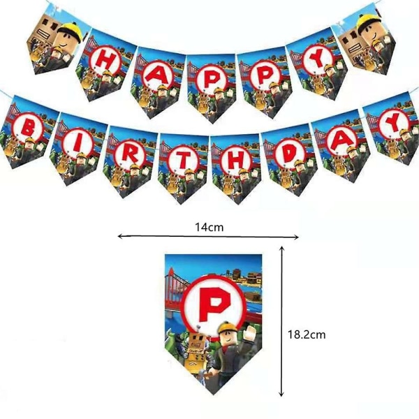 60 kpl Roblox virtuaalinen maailma onnellinen syntymäpäiväjuhla koriste setti Sandbox peli bannerit ilmapallo kakku topperit pyörteet  (FMY)