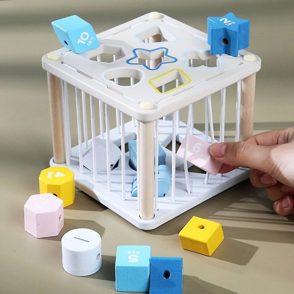 Pluggningsleksak Form och färg Sorteringsleksak 3-d pussel Geometrisk träleksak Baby Tidig pedagogisk sensorisk blockbrädspel (FMY)