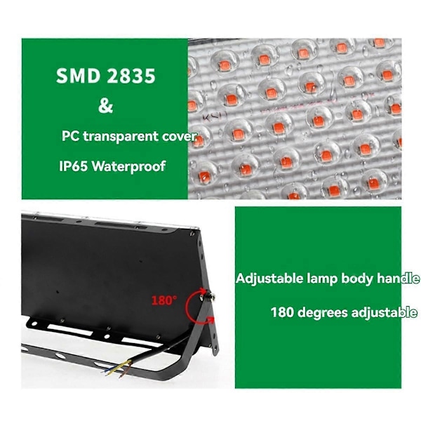 Til Planter 200W LED Vækstlampe Fuld Spektrum Phyto Lampe Drivhus Vækstbelysning EU Stik (FMY) As Shown