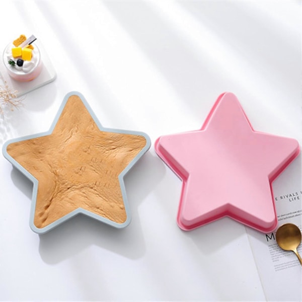 Kageform Non-stick Fleksibel Silikone Gel Stjerneformet Bageform til Fødselsdag (FMY) Pink