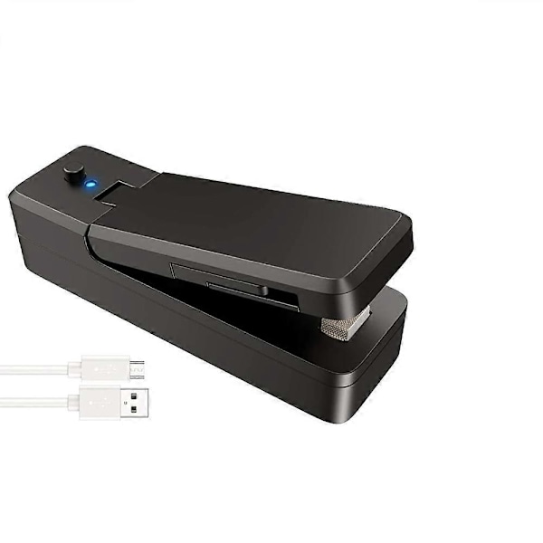 Mini Poseforsegler 2 i 1 Genopladelig Bærbar Pose Vakuum Varmeforseglings- og Skærer til Plastik Snack PVC Poser Udendørs Picnic Kampagne SMTX (FMY) 1 pack black