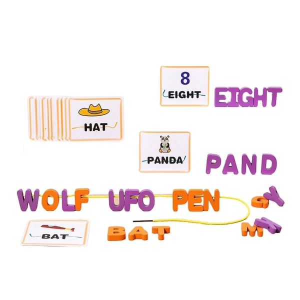 Puinen lankalevylelu Puun oikeinkirjoituslelu lapsille Englannin kirjaimia oppiva opettavainen lelu, joka kehittää kärsivällisyyttä (FMY)