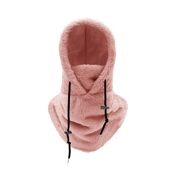 Unisex Vintercykelhuva Balaclava Snörning Justerbar Tjock Mjuk Plysch Vindtät Värmebevarande Ansikte Öra Hals Skydd Kallt Väder S  (FMY) Pink