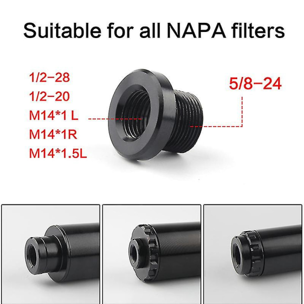 1 kpl 5/8\" X 24 - 1/2-28 - M14x1 - M14x1.5 piipun kierteensäätimeen (FMY) M14*1