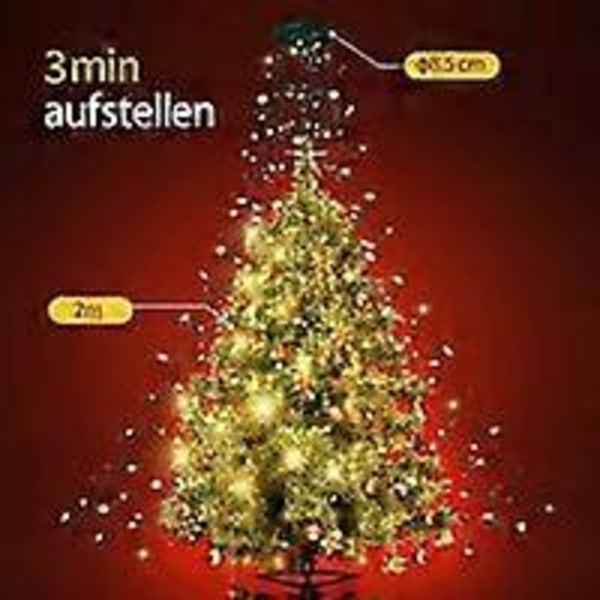 Juletrærlyslenke NoL, 2M 16 Grener 400 LED Juletrærlyslenke med 8 Moduser og Timer, Lysende Juletrærlyslenke Vanntett (FMY)