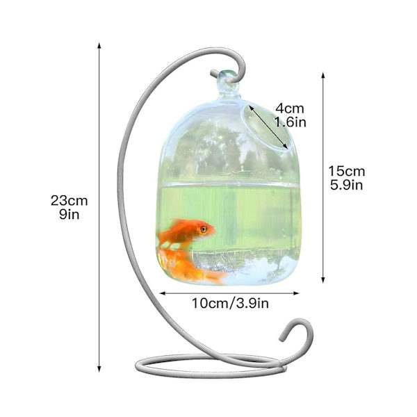 Håndlavet Glas Akvarium Med Stativ - Krystalklar Mini Akvarium Til Hjemmedekor Eller Blomsterbutikker (FMY) White