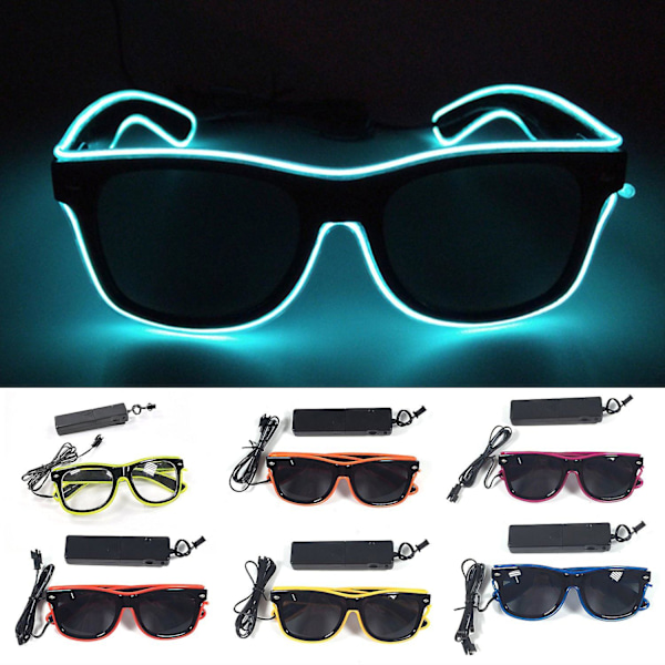 Festglasögon med LED-belysning, Unisex, Tråd, Neon, Glow-in-the-Dark, Lätt, Fotorekvisita, Hip Hop, Barn (FMY) Dark Blue
