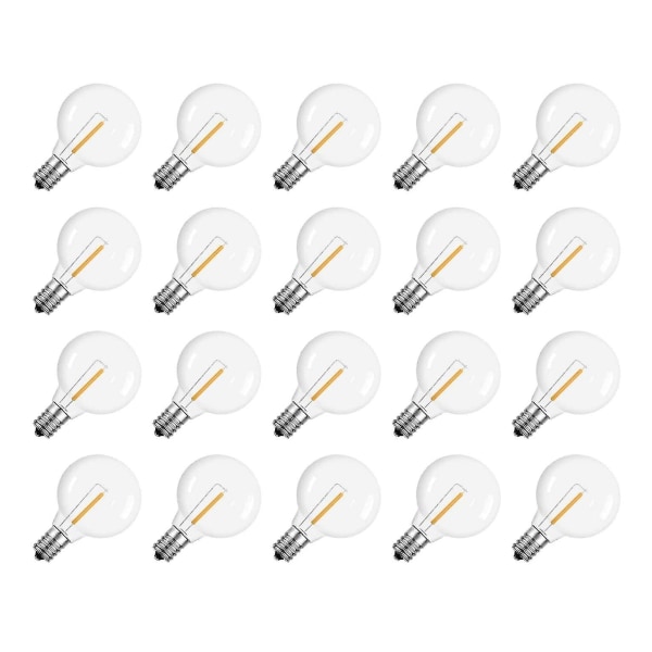 20 st G40 LED-ersättningslampor E12 skruvsplitterfri LED-globlampor för solsträngslampa  (FMY) Clear