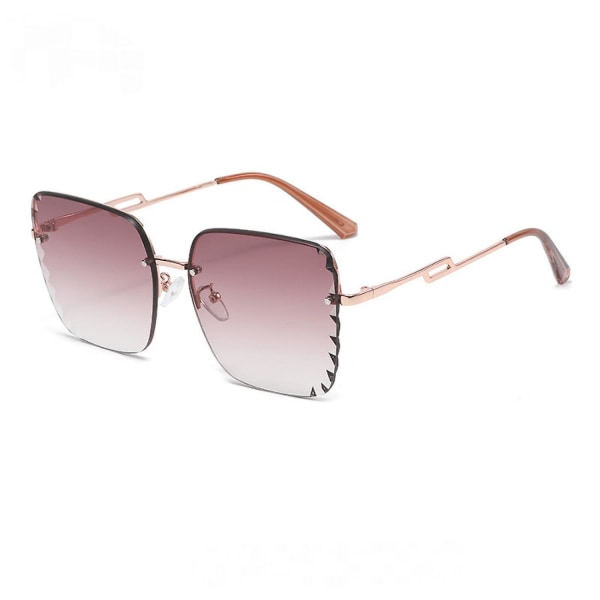 Kantløse firkantede solbriller Damer stort stel Metal solskærm Solbriller UV-beskyttelse solbriller ---sølv stel Gradient Grå Pink (FMY)