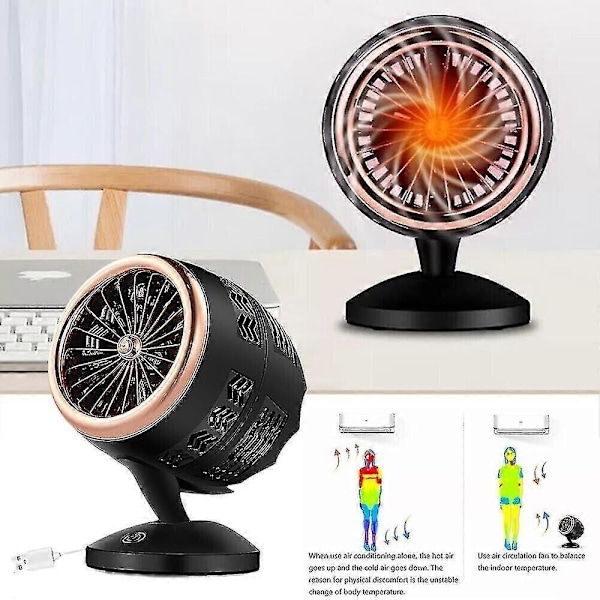 350W USB-driven värmefläkt, portabel, snabb uppvärmning, termostat, hem, bästa presenten (FMY)